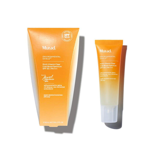 Murad Multi-Vitamin Clear Coat Sonnenschutz SPF 50 – Leichter Breitband-SPF mit Vitaminen C-F, bio-fermentiertem Salbei und Chiasamen pflegt die Haut ohne weißen Schimmer – 50 ml