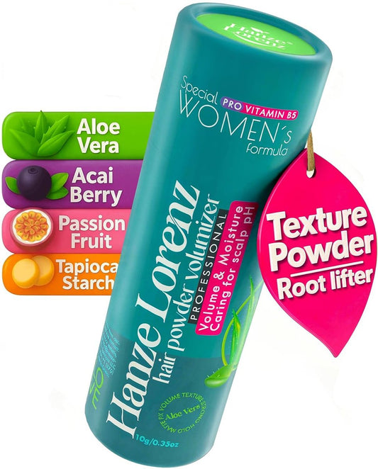Hanze Lorenz Haar-Texturpulver für Frauen – Volumenansatz-Hebepulver & Teasing-Pulver für feines Haar – Styling-Puder mit starkem Halt und mattem Finish – Empfindliche Kopfhaut sicher, unparfümiert – 10 g / 0,35 oz