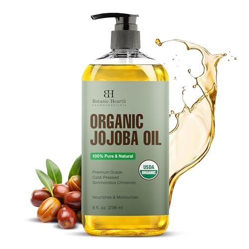 Botanic Hearth USDA Bio Jojobaöl 237 ml | 100% rein und natürlich – kaltgepresst & hexanfrei – natürliches Haarwachstumsöl für Wimpern, Augenbrauen, Haut, Gesicht, Nägel & Kopfhaut