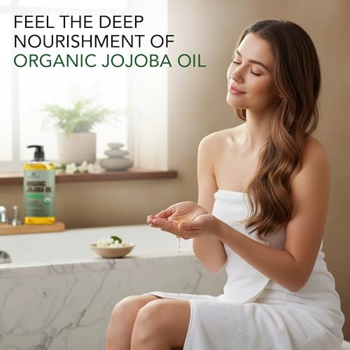 Botanic Hearth USDA Bio Jojobaöl 237 ml | 100% rein und natürlich – kaltgepresst & hexanfrei – natürliches Haarwachstumsöl für Wimpern, Augenbrauen, Haut, Gesicht, Nägel & Kopfhaut