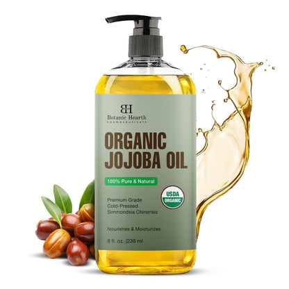 Botanic Hearth USDA Bio Jojobaöl 237 ml | 100% rein und natürlich – kaltgepresst & hexanfrei – natürliches Haarwachstumsöl für Wimpern, Augenbrauen, Haut, Gesicht, Nägel & Kopfhaut