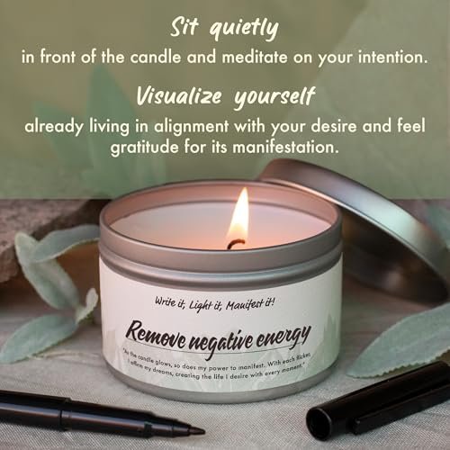 Manifest Candles Weißer Salbei Reinigungs-Kerze – 45 Stunden Brenndauer, Kokos-Sojawachs, Negative Energie Vertreiben, Meditation & Aromatherapie