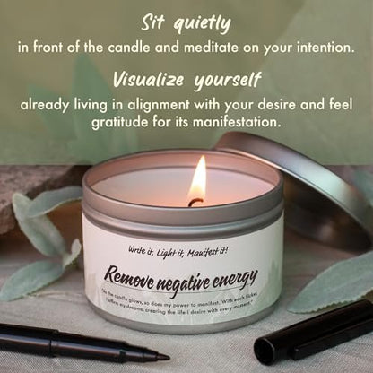 Manifest Candles Weißer Salbei Reinigungs-Kerze – 45 Stunden Brenndauer, Kokos-Sojawachs, Negative Energie Vertreiben, Meditation & Aromatherapie