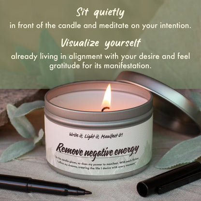 Manifest Candles Weißer Salbei Reinigungs-Kerze – 45 Stunden Brenndauer, Kokos-Sojawachs, Negative Energie Vertreiben, Meditation & Aromatherapie