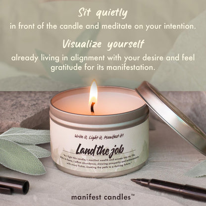 Manifest Sage & Bergamot Money Candle – 45 Stunden Brenndauer, Manifestationsarmband, Schutzkerze für negative Energie, Fülle-Kerze, spirituelle Absichtskerze für positive Energie