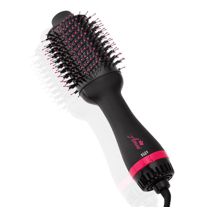 Asani Haartrocknerbürste - 4-in-1 Föhnbürste mit Kamm, Locken- und Glätteisen - Runde Föhnbürste mit Antifrizz-Keramik-Titan-Zylinder für alle Haartypen (120V)