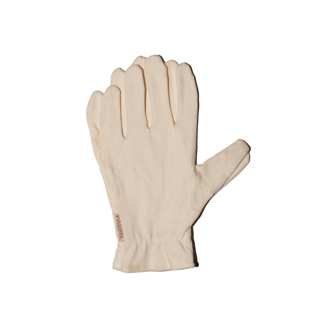 PAUME Feuchtigkeitshandschuhe für die Nacht, 100% Bio-Baumwolle, ideal für trockene und rissige Hände, spendet Feuchtigkeit und pflegt, 1 Paar