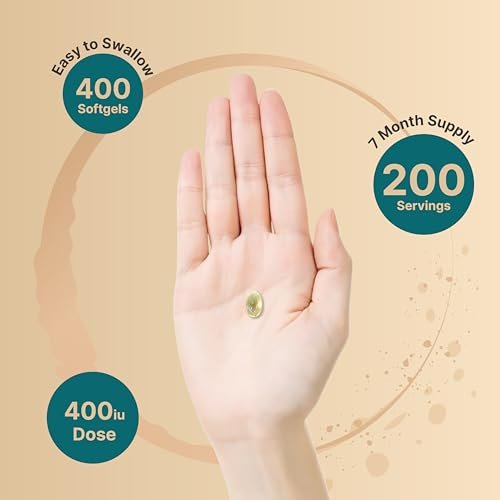 NatureBell Vitamin E Öl Weichkapseln, 400 IE pro Portion, 400 Kapseln | Antioxidans für Haut, Herz und Immunsystem – Non-GMO