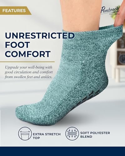 Pembrook Diabetische Knöchelsocken für Damen & Herren mit Griffen | 6 Paar Viertellange Weite Nicht-Bindende Diabetikersocken für Herren Rutschfest | Ödeme, Neuropathie für Damen & Herren