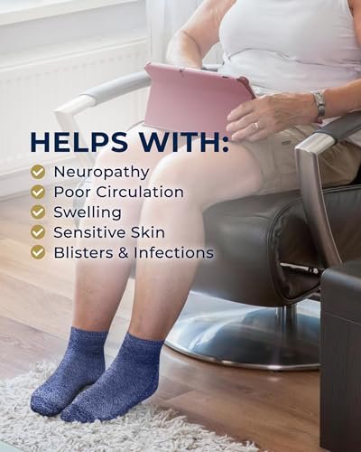 Pembrook Diabetische Knöchelsocken für Damen & Herren mit Griffen | 6 Paar Viertellange Weite Nicht-Bindende Diabetikersocken für Herren Rutschfest | Ödeme, Neuropathie für Damen & Herren
