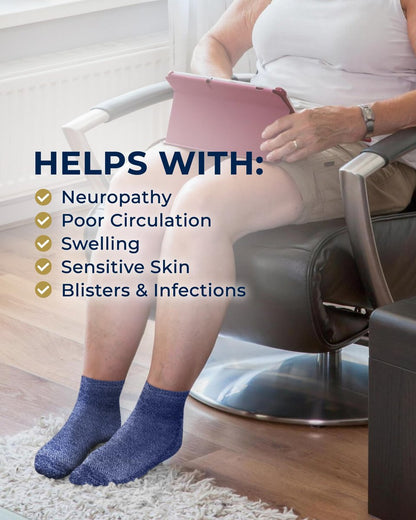 Pembrook Diabetische Knöchelsocken für Damen & Herren mit Griffen | 6 Paar Viertellange Weite Nicht-Bindende Diabetikersocken für Herren Rutschfest | Ödeme, Neuropathie für Damen & Herren