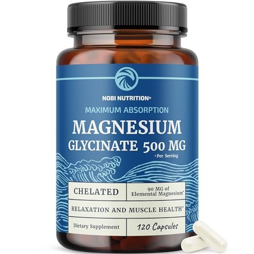 Magnesium Glycinat 500mg | Hochdosiert & Optimal Bioverfügbar | Für Schlaf, Muskeln, Knochen, Herz & Entspannung | Für Frauen & Männer | Geprüft Vegan & Ohne Gentechnik | 120 Kapseln