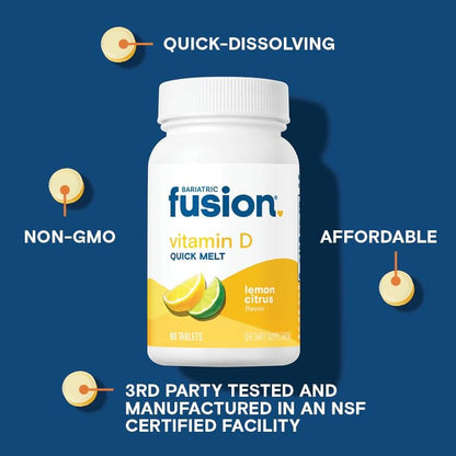 Bariatric Fusion Vitamin D3 5000 IE Schmelztabletten | Zitronen-Zitrus-Geschmack | 90 schnell schmelzende Tabletten