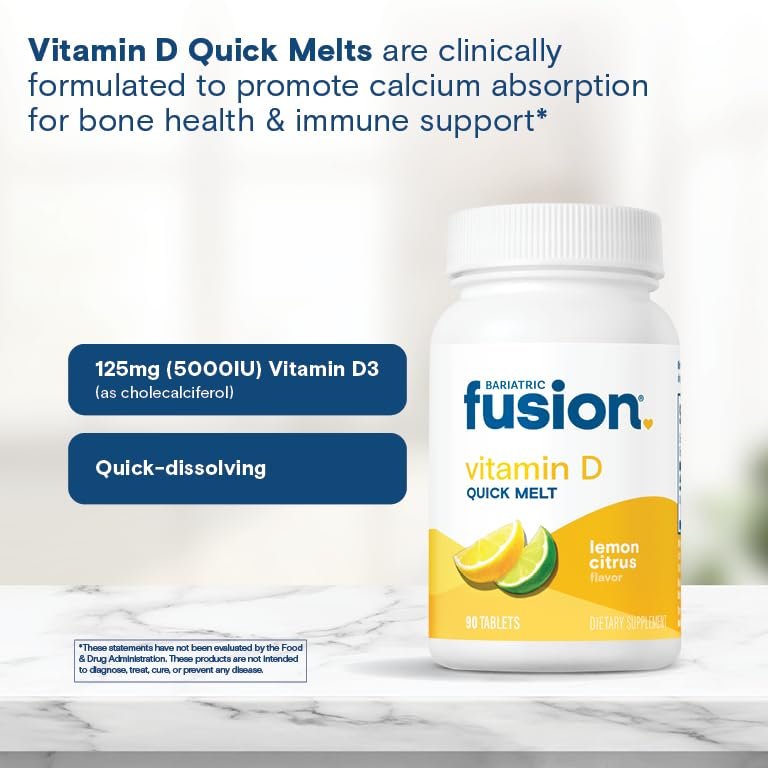 Bariatric Fusion Vitamin D3 5000 IE Schmelztabletten | Zitronen-Zitrus-Geschmack | 90 schnell schmelzende Tabletten