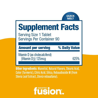 Bariatric Fusion Vitamin D3 5000 IE Schmelztabletten | Zitronen-Zitrus-Geschmack | 90 schnell schmelzende Tabletten