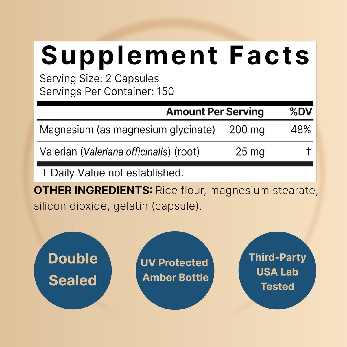 Reines Magnesiumglycinat für Schlaf, 200 mg mit Baldrianwurzel, 300 Kapseln | 100% chelatisiertes & gereinigtes Mineralpräparat – Ultrahohe Absorption – Nicht-GVO, glutenfrei