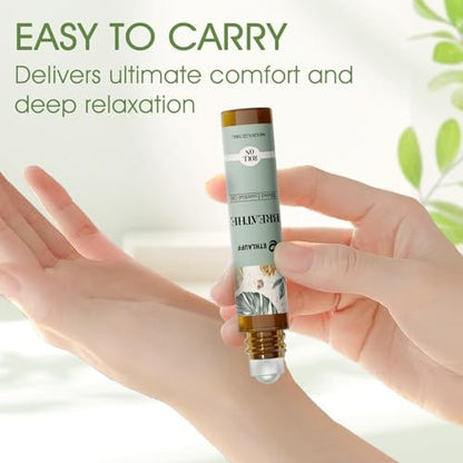 Ethlauff Ätherische Öle Roll-On Set - (Entspannung, Schlaf, Atmung, Konzentration) Aromatherapieöl mit Rollkugel, Hautpflegeöl - Selbstpflege-Geschenk für Frauen