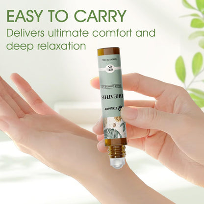Ethlauff Ätherische Öle Roll-On Set - (Entspannung, Schlaf, Atmung, Konzentration) Aromatherapieöl mit Rollkugel, Hautpflegeöl - Selbstpflege-Geschenk für Frauen