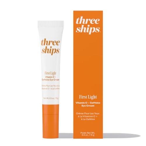 Three Ships – First Light Vitamin C + Koffein Augencreme | Entschwellen, Aufwachen, Hydratisieren der Augenpartie | Tierversuchsfrei, Vegan, Parabenfrei, Für empfindliche Haut geeignet (0,5 oz | 15 g)