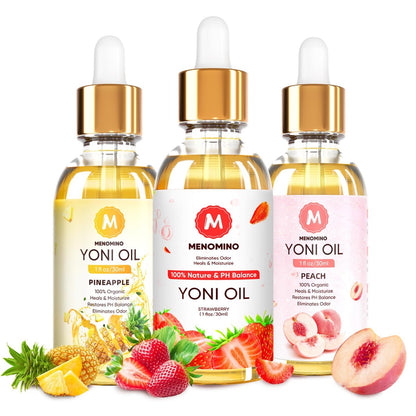 3er Pack Yoni Öl – Femininöl für den pH-Wert der Frau – Feminin Deodorant mit Ananas, Pfirsich und Erdbeer-ätherischen Ölen, 1 fl oz/Stück