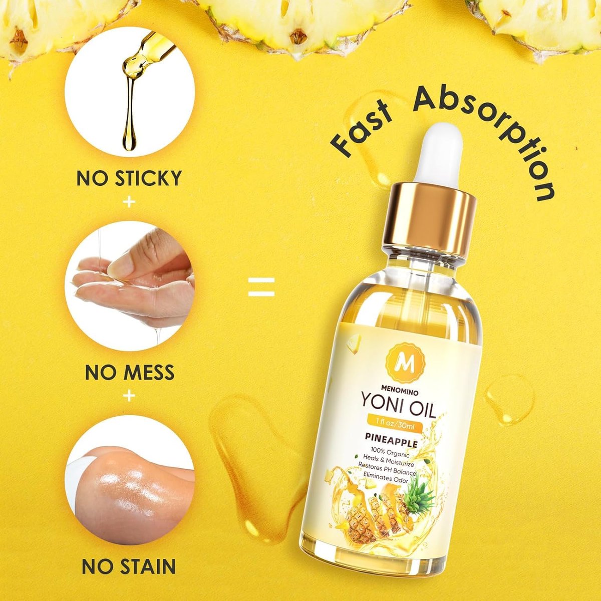 3er Pack Yoni Öl – Femininöl für den pH-Wert der Frau – Feminin Deodorant mit Ananas, Pfirsich und Erdbeer-ätherischen Ölen, 1 fl oz/Stück
