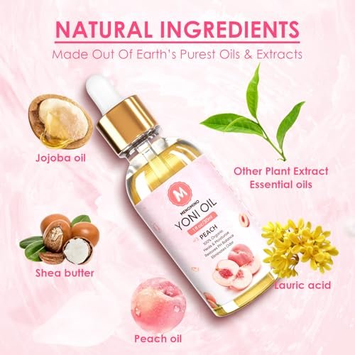 3er Pack Yoni-Öl Bio – Femininöl für den pH-Wert der Frau – Intimdeodorant – Vaginalfeuchtigkeitscreme – Beseitigt Gerüche mit natürlichem Pfirsich-, Erdbeer- und Rosenöl, 1 fl oz/Stück