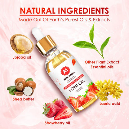 3er Pack Yoni-Öl Bio – Femininöl für den pH-Wert der Frau – Intimdeodorant – Vaginalfeuchtigkeitscreme – Beseitigt Gerüche mit natürlichem Pfirsich-, Erdbeer- und Rosenöl, 1 fl oz/Stück