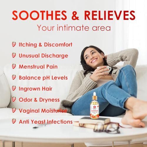3er Pack Yoni-Öl Bio – Femininöl für den pH-Wert der Frau – Intimdeodorant – Vaginalfeuchtigkeitscreme – Beseitigt Gerüche mit natürlichem Pfirsich-, Erdbeer- und Rosenöl, 1 fl oz/Stück