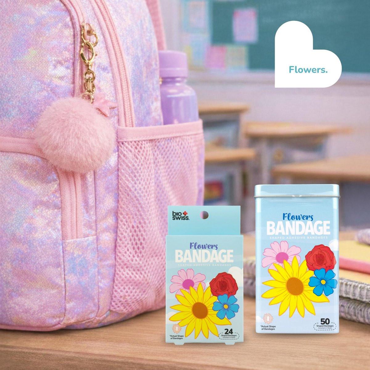 BioSwiss Pflaster, Blumenförmig, selbstklebend, latexfrei, steril, 24 Stück