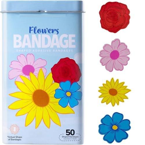 BioSwiss Pflaster Blumenform, selbstklebend, 50 Stück in Metalldose, latexfreie Wundversorgung