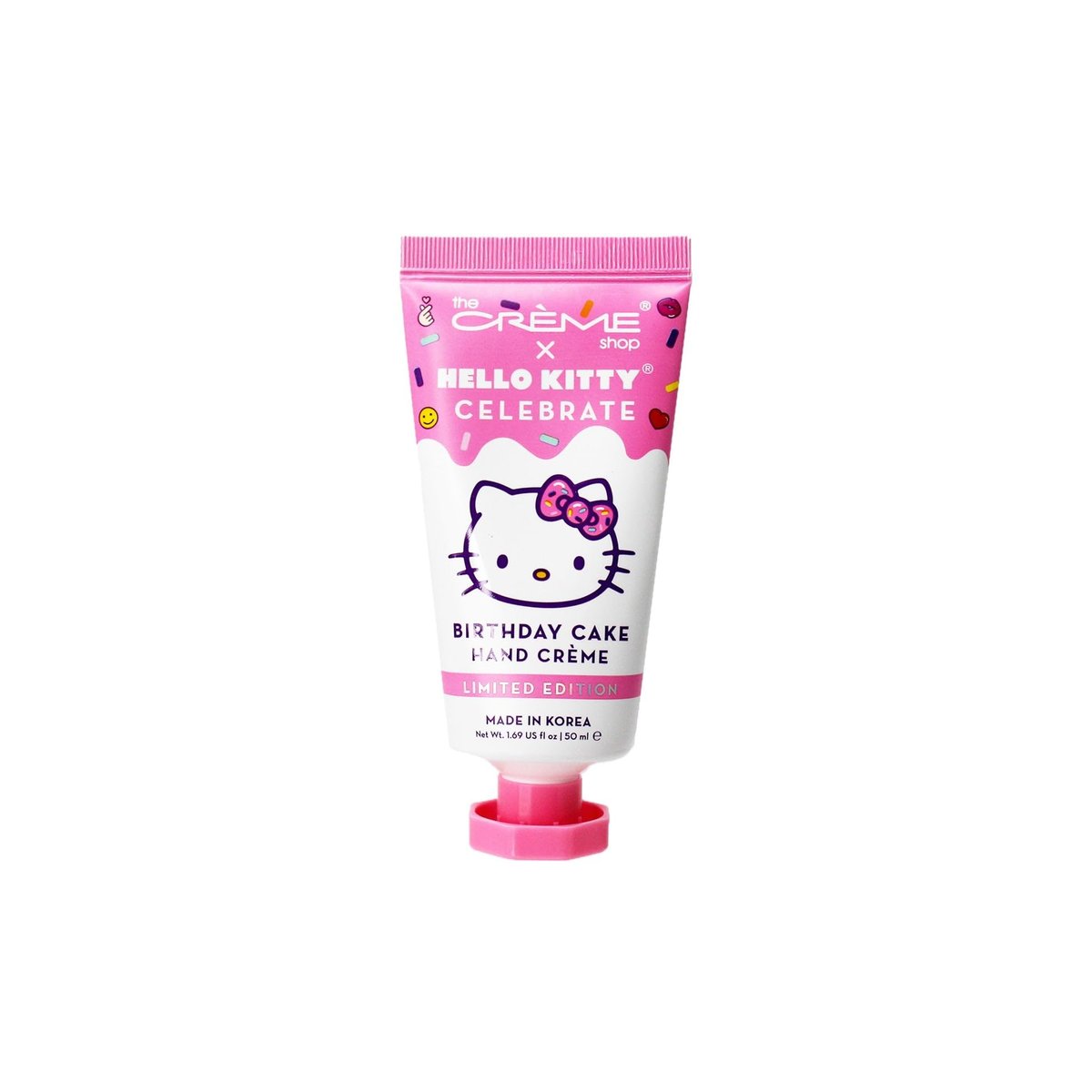 The Crème Shop x Sanrio Hello Kitty Feuchtigkeitsspendende Handcreme - Sheabutter und Vitamin E für geschmeidig weiche Hände (Geburtstagskuchen)