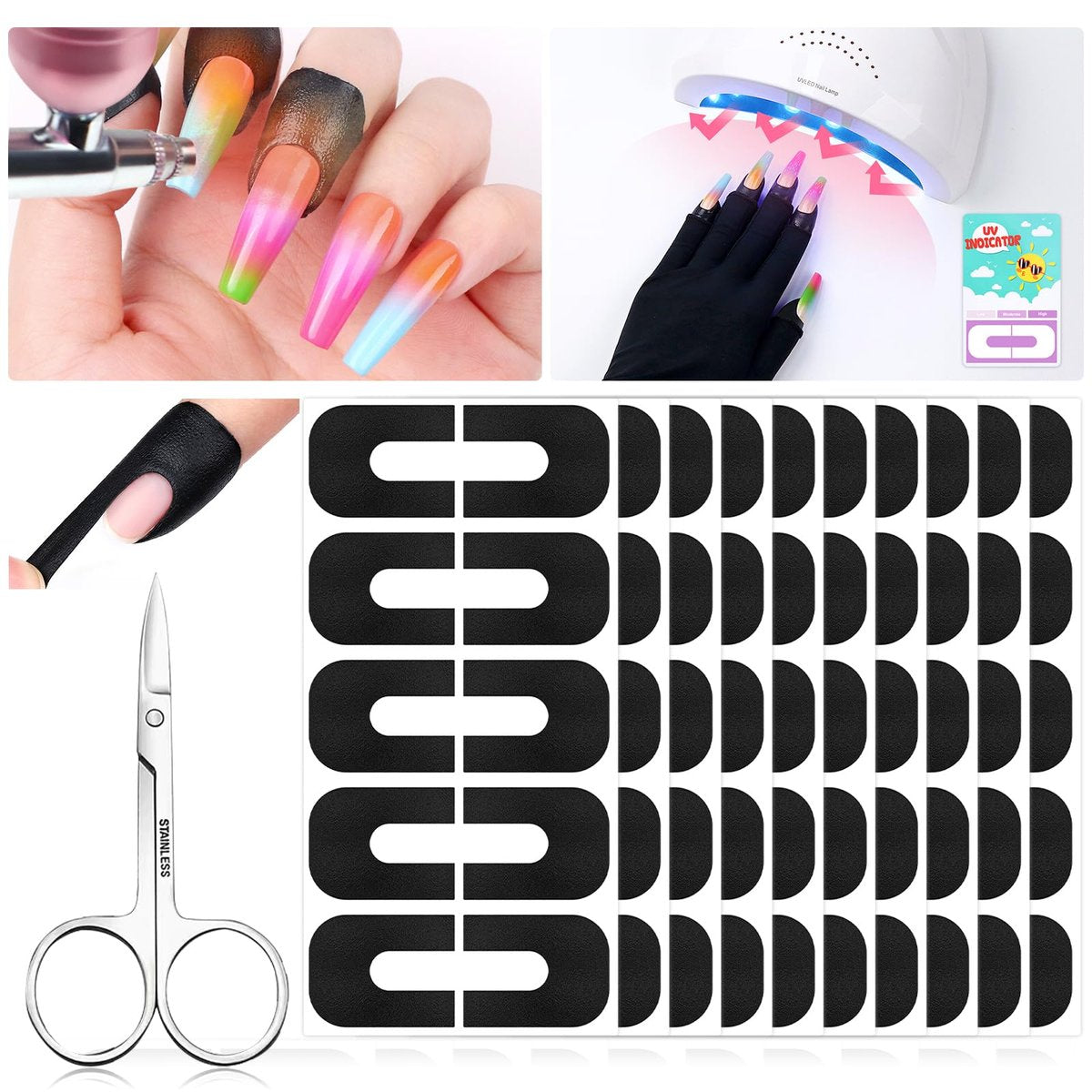 Saviland 100 Stück Nagellack-Schutz für Finger: 99,99 %+ UV-Schutz Nagelhautschutz für Nagelmalerei U-förmige Nagelschützer Abziehbarer Tipp-Tape für French-Tip-Stempel-Nagelkunst