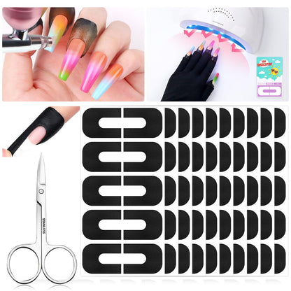 Saviland 100 Stück Nagellack-Schutz für Finger: 99,99 %+ UV-Schutz Nagelhautschutz für Nagelmalerei U-förmige Nagelschützer Abziehbarer Tipp-Tape für French-Tip-Stempel-Nagelkunst