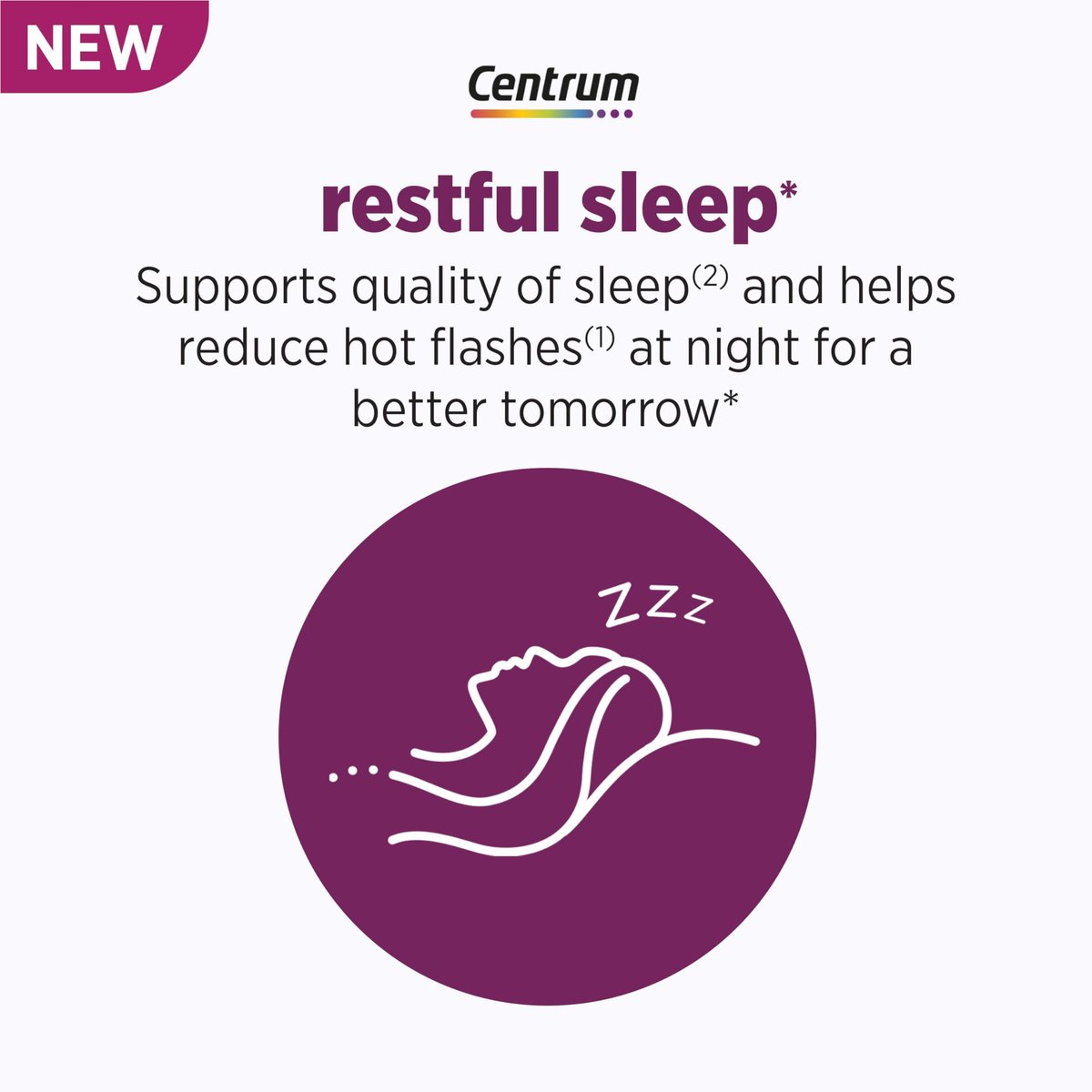 Centrum Restful Sleep Wechseljahre Unterstützung Tabletten – mit klinisch geprüftem DailyZz und geniVida, 28 Stück