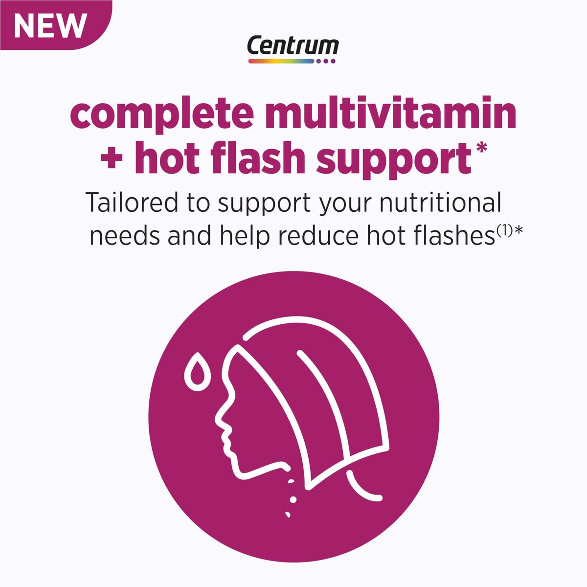 Centrum Complete Multivitamin Supplement + Hitzewallungen-Unterstützung für die Wechseljahre, mit klinisch untersuchtem geniVida, 30 Tabletten