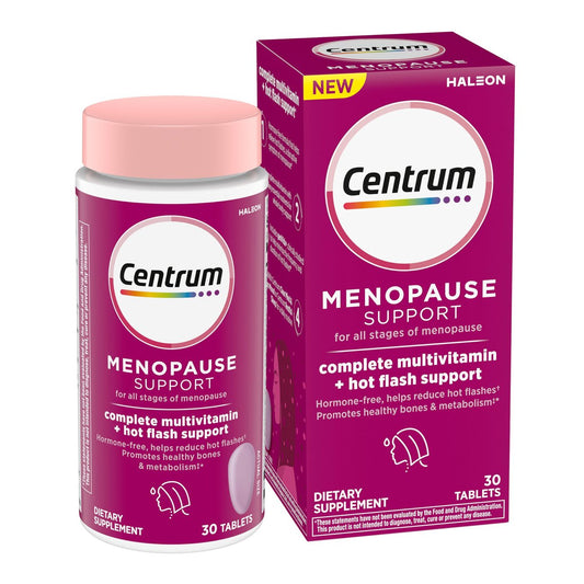 Centrum Complete Multivitamin Supplement + Hitzewallungen-Unterstützung für die Wechseljahre, mit klinisch untersuchtem geniVida, 30 Tabletten