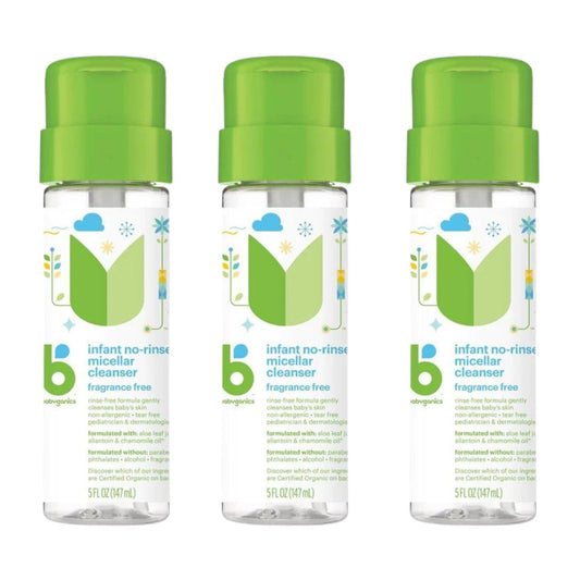 BabyGanics Baby No-Rinse Micellar Cleanser, 5 Fl Oz (3er-Pack) – Sanfte Reinigung ohne Abspülen