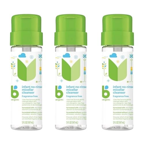 BabyGanics Baby No-Rinse Micellar Cleanser, 5 Fl Oz (3er-Pack) – Sanfte Reinigung ohne Abspülen