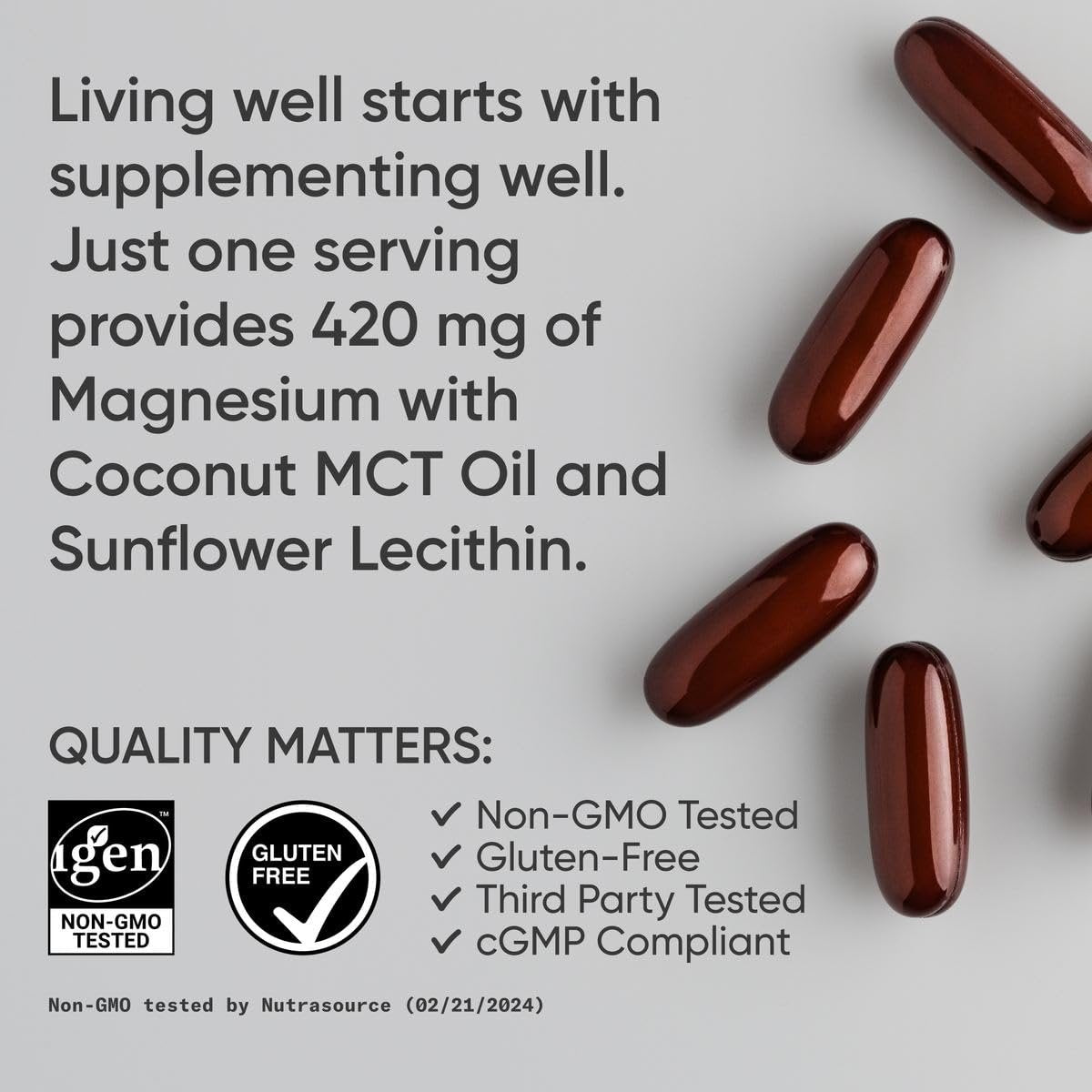 Sports Research® Magnesiumoxid 420 mg mit Kokos-MCT-Öl – Magnesiumpräparat für Muskel-, Nerven- und Knochenunterstützung* – glutenfrei, nicht gentechnisch verändert – 90 Softgels
