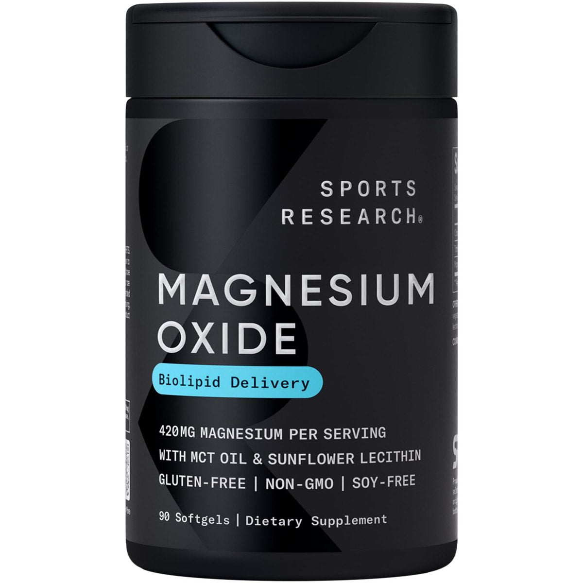 Sports Research® Magnesiumoxid 420 mg mit Kokos-MCT-Öl – Magnesiumpräparat für Muskel-, Nerven- und Knochenunterstützung* – glutenfrei, nicht gentechnisch verändert – 90 Softgels