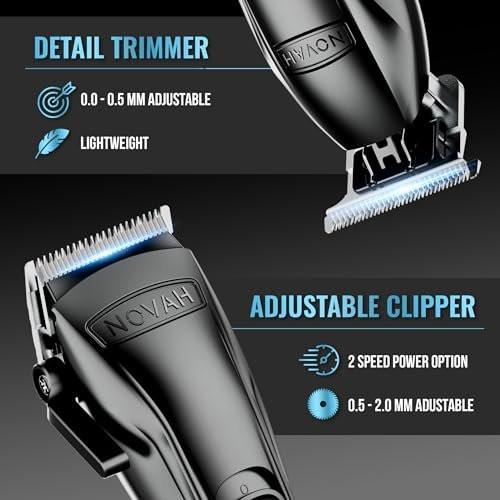 Novah Professional Barber Haarschneider und Trimmer Set - Folienrasierer Professionelle Haarschneider für Männer, Kabelloser Haarschneider für Friseure, Haarschnitt-Set, Fade