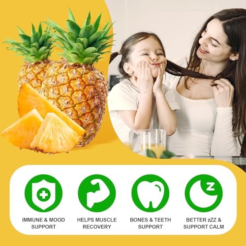 Calcium Magnesium Zink Gummibärchen mit Vitamin D3, Zuckerfrei, für Frauen und Männer, Hochdosiert, für Knochen-, Muskel- und Immunsystem-Gesundheit, Ananasgeschmack - 60 Stück