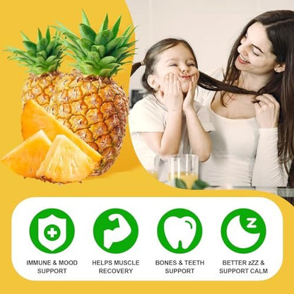 Calcium Magnesium Zink Gummibärchen mit Vitamin D3, Zuckerfrei, für Frauen und Männer, Hochdosiert, für Knochen-, Muskel- und Immunsystem-Gesundheit, Ananasgeschmack - 60 Stück