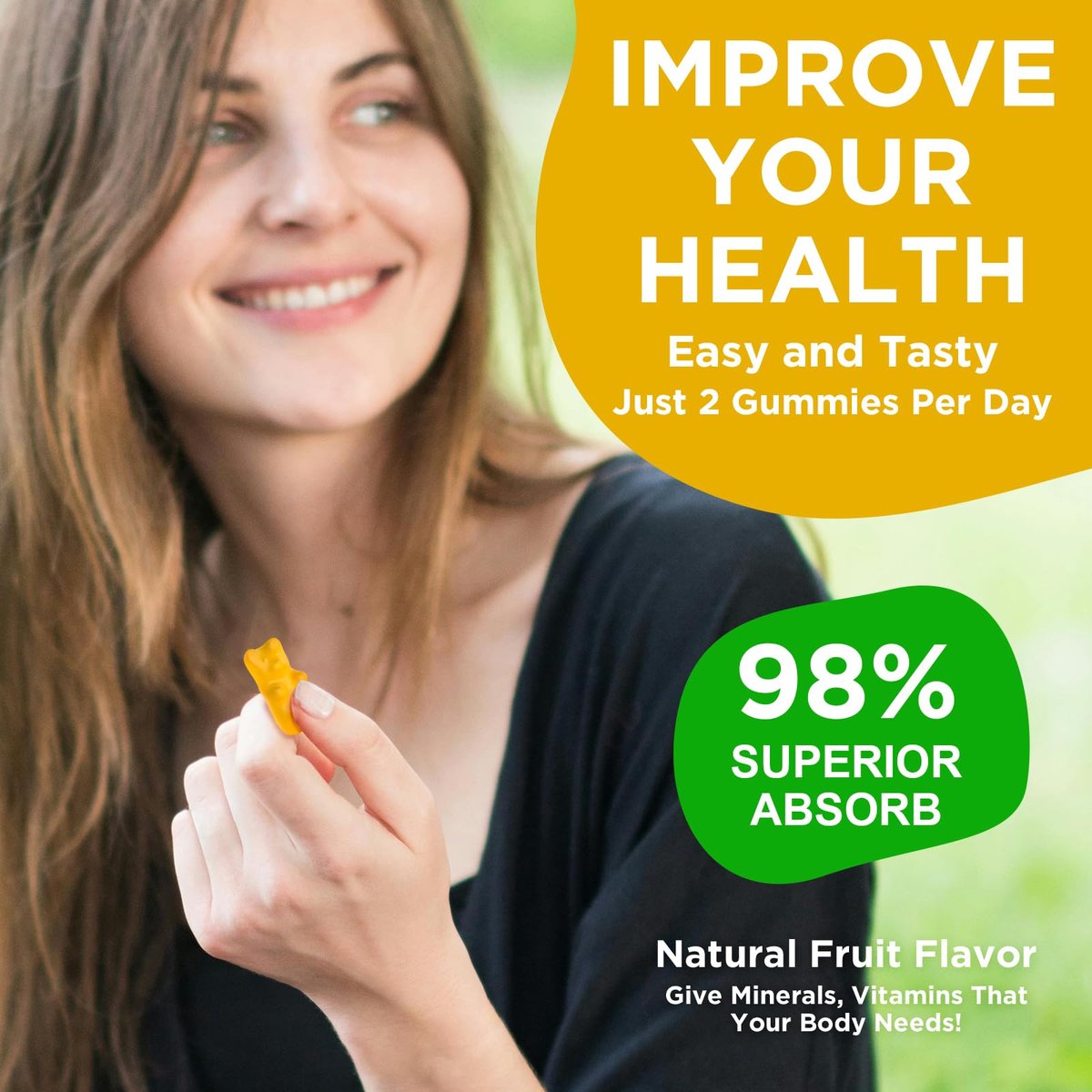 Calcium Magnesium Zink Gummibärchen mit Vitamin D3, Zuckerfrei, für Frauen und Männer, Hochdosiert, für Knochen-, Muskel- und Immunsystem-Gesundheit, Ananasgeschmack - 60 Stück