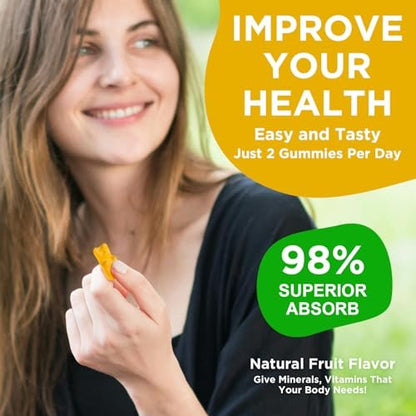 Calcium Magnesium Zink Gummibärchen mit Vitamin D3, Zuckerfrei, für Frauen und Männer, Hochdosiert, für Knochen-, Muskel- und Immunsystem-Gesundheit, Ananasgeschmack - 60 Stück