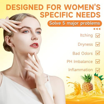 3 Stück Yoni Seife Bio, Yoni Bar Seife, Intimwaschmittel für Frauen pH-Balance, Natürliches Deodorant, Vaginales Körperbad, Ananas Handgemachte Damenseife