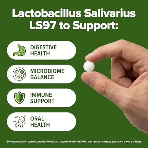 Lactobacillus Salivarius Probiotikum 240 Tabletten (4-Monats-Vorrat) – Erforschter Stamm LS97 – 3 Milliarden KBE – Unterstützung für Verdauungs- & Mundgesundheit – GMP-zertifiziert