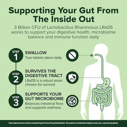 Lactobacillus Rhamnosus Probiotikum 240 Tabletten (4 Monate Vorrat) – Erforschter Stamm LRa05 – 3 Milliarden KBE – Unterstützung der Verdauungsgesundheit & des Mikrobioms – GMP-zertifiziert