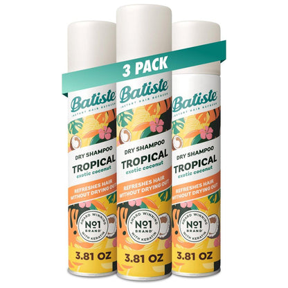 Batiste Trockenshampoo Tropical – Wasserloses Shampoo, 3er-Pack à 108 ml (3,81 oz)