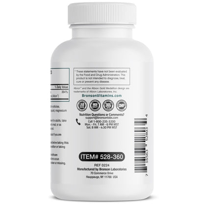 Bronson Selen 200 mcg – Hefefreier chelatierter Aminosäurekomplex - Essentielles Spurenelement mit hervorragender Absorption, 360 Kapseln